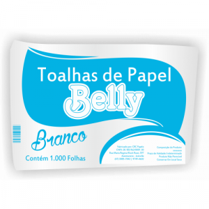 Toalha Papel Interfolhado Branco 20x21cm 20gr Fardo C/1000 Belly CRC-701