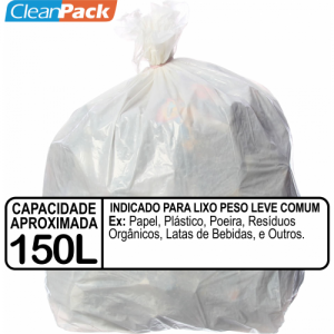 Saco de Lixo Rec Branco Ref 150-05 85cm x 100cm C/50 Cleanpack