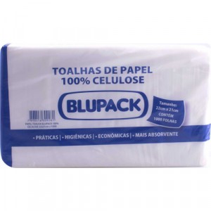 Toalha Papel Interfolhado Branco 20x21cm C/1000 Fardo Blupack