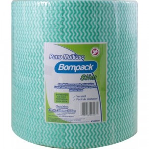 Pano Limpeza Multiuso Bobina Picotada 0,28x300m Slim Verde Bompack