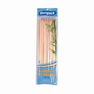 Espetinho Bambu 25cm Pacote C/50 Bompack