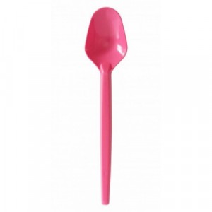 Talher Plástica Colher Sobremesa 13,5cm Rosa Escuro Pacote C/50 Plazapel