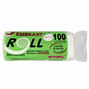 Saco de Lixo Doméstico Branco Bompack Roll 100 Litros C/25 Unidades