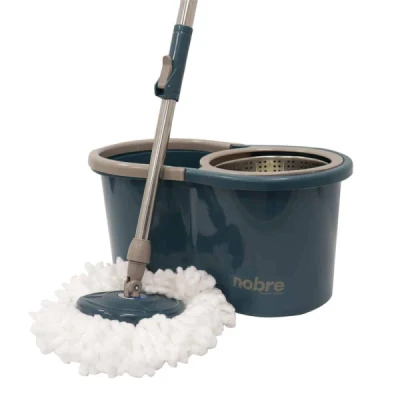 Mop Rotatório com Balde 13 Litros Cesto Inox C/2 Refil Ciano Nobre 36876