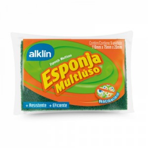 Esponja Multiuso Dupla-Face 110x75x20mm C/1 Unidade Alklin Antiriscoalk-7895