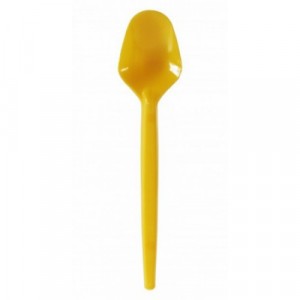 Talher Plástica Colher Sobremesa 13,5cm Amarelo Pacote C/50 Plazapel