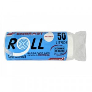 Saco de Lixo Doméstico Branco Bompack Roll  50 Litros  C/40 Unidades