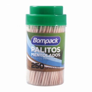 Palito Dental Bambu C/250 Paliteiro Plástico Bompack