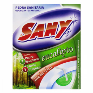 Pedra Sanitária 20gr com Suporte Plástico Meia Lua Sany-Mix Eucalipto