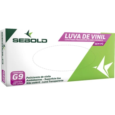 Luva Descartável Vinil sem Talco Caixa C/100 Tamanho (P) Sebold 3003