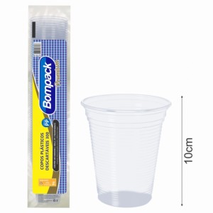 Copo Plástico 300ml PP Transparente Tira C/100 Bompack Premium BPT300TR