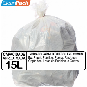 Saco de Lixo Rec Branco Ref 015-05 40cm x 50cm C/100 Cleanpack