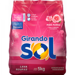 Detergente Pó Perfumado Saco  5kg Girando Sol (Rosa)