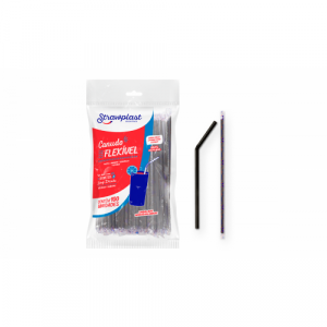 Canudo Flexível Sachet C/100 6mm x 21cm (Preto) CS-313 (Strawplast)