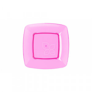 Prato Acrílico-PS 21cm PRNR-021 Pacote C/10 Redondo Rosa Neon Strawplast