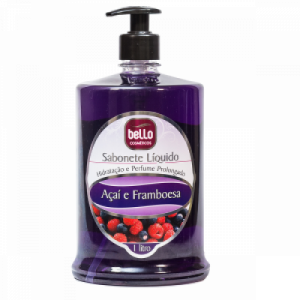 Sabonete Líquido Perfumado Frasco 1000ml com Pump Bello Açai & Framboesa (Roxo)