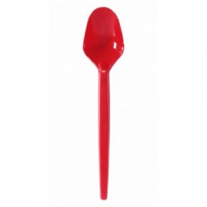 Talher Plástica Colher Sobremesa 13,5cm Vermelho Pacote C/50 Plazapel