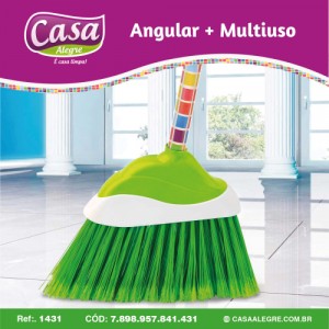 Vassoura Nylon com Cabo Cepo Plástico com Capa Casa Alegre Angular Mais