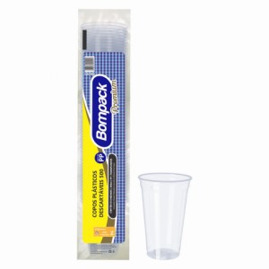 Copo Plástico 500ml PP Transparente Tira C/50 Bompack Premium BPT500TR