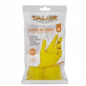 Luva Multiuso Látex Forrada Resistente Talge Amarela C/1 Par Tamanho=M